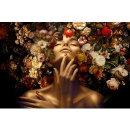 Glasschilderij vrouw met bloemen 080120-856