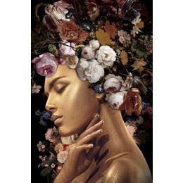 Glasschilderij vrouw met bloemen 080120-860