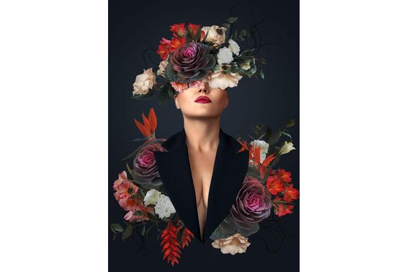 Glasschilderij vrouw met bloemen 080120-874