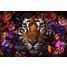 Glasschilderij tijger met bloemen 080120BS-610