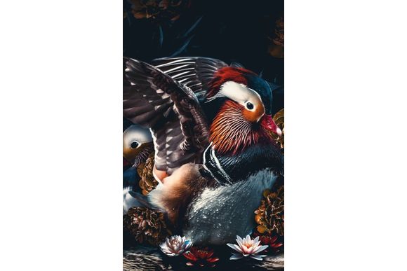 Schilderij Mandarin Ducks - dibond