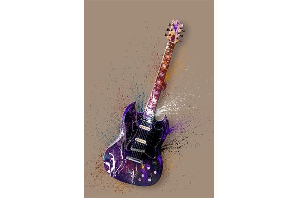 Glasschilderij kleurrijke elektrische gitaar 080120-762