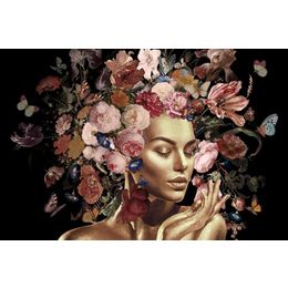 Glasschilderij Vrouw met bloemen 080120-932