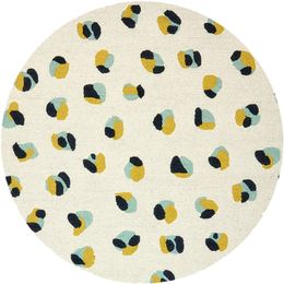 Vloerkleed Pebble Sage 125206 rond Leopard Dots | Scion Rug Collection
