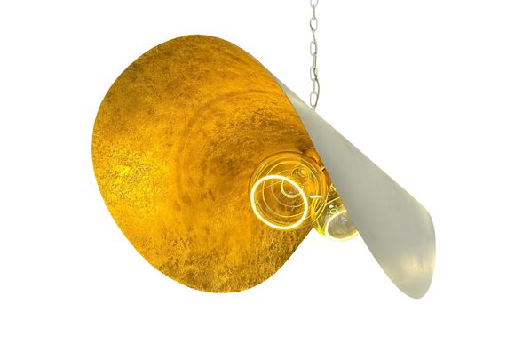 Hanglamp LB037-2+1XL ovaal textured white Oyster | Leclercq & Bouwman