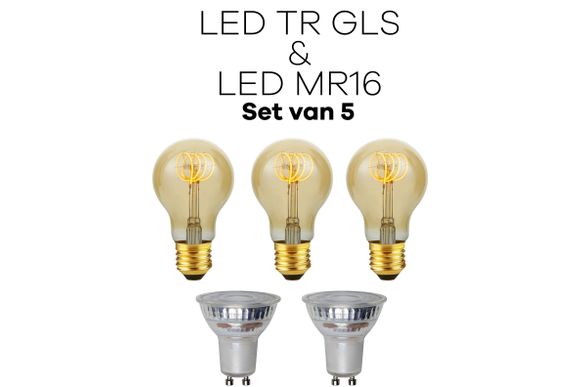 Lichtbronpakket 3 x LED E27 TR GLS & 2 x LED GU10 MR16
