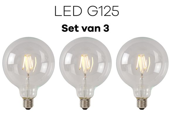 Lichtbronpakket 3 x LED E27 G125 transparant  | Lucide
