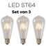 Lichtbronpakket 3 x LED E27 ST64 transparant  | Lucide