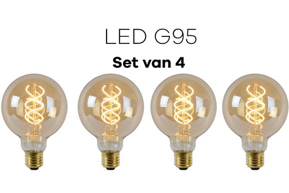 Lichtbronpakket 4 x LED E27 G95  | Lucide