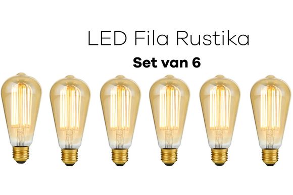 Lichtbronpakket 6 x LED E27 Fila Rustika