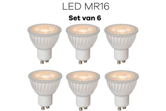 Lichtbronpakket 6 x LED GU10 MR16 wit | Lucide