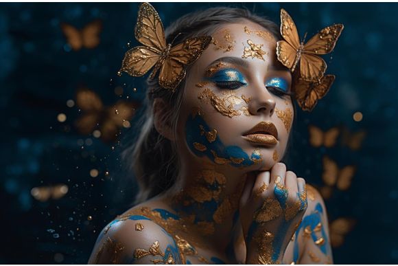 Schilderij Blue and Gold Awakening Dibond Metamorphosis