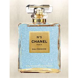 Glasschilderij Chanel Blue Glitter 060080F-354