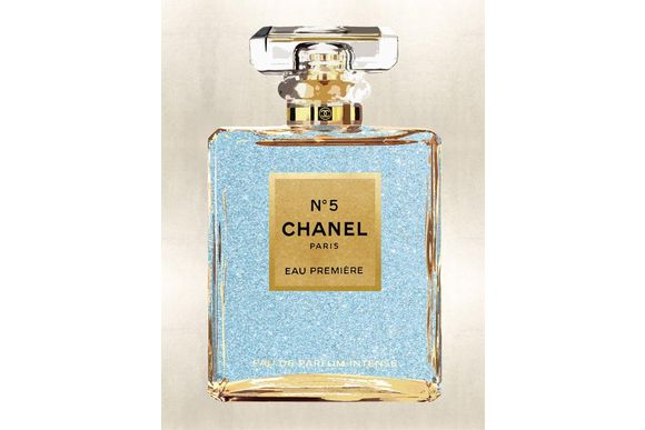 Glasschilderij Chanel Blue Glitter 060080F-354